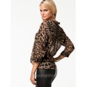 Camisa Casual Feminina Estampa Animal Onça e Leopardo Manga Longa