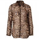 Camisa Casual Feminina Estampa Animal Onça e Leopardo Manga Longa