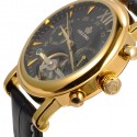 Watch Elegant Black Gold Luxury Men's Automatic Leather