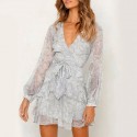 Women's Vintage Chiffon long sleeve dress for outdoor party