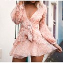 Women's Vintage Chiffon long sleeve dress for outdoor party