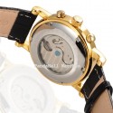 Watch Elegant Black Gold Luxury Men's Automatic Leather