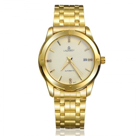 Relógio Clássico Masculino Cor Ouro Dourado Elegante Formal Automático