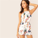 Women's jumpsuit white Floral sleeveless spring summer tank top