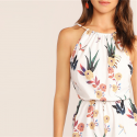 Women's jumpsuit white Floral sleeveless spring summer tank top