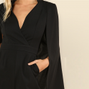 Macacão Feminino Preto Elegante Luxo com Capa de Blazer Reunião