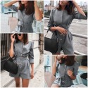 Women's jumpsuit short Social fashion Long sleeve office