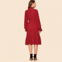 Women's bohemian medium long sleeve polka dot Dress