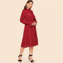 Women's bohemian medium long sleeve polka dot Dress