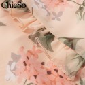 Macacao Feminino Floral Chiffon Manga Longa Tecido Leve e Solto