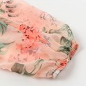 Macacao Feminino Floral Chiffon Manga Longa Tecido Leve e Solto