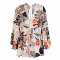 Women's Floral print short jumpsuit long sleeve puffy Deconte V