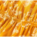 Yellow paisley flowers short fashion beach skirt long sleeve jumpsuit