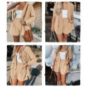 Women's set with Short and Casual Beige Brown Super Elegant Blazer