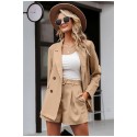 Women's set with Short and Casual Beige Brown Super Elegant Blazer