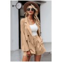 Women's set with Short and Casual Beige Brown Super Elegant Blazer