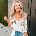 Women's white Floral Casual long sleeve basic Blazer