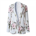 Women's white Floral Casual long sleeve basic Blazer