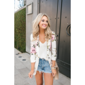 Women's white Floral Casual long sleeve basic Blazer