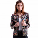 Blazer Social Floral Preto Malha Grossa Elegante Casual Moda Feminina