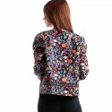 Blazer Social Floral Preto Malha Grossa Elegante Casual Moda Feminina