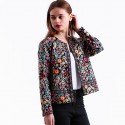 Blazer Social Floral Preto Malha Grossa Elegante Casual Moda Feminina