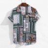 Cotton bohemia Pattern Short sleeve button Shirt