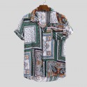 Cotton bohemia Pattern Short sleeve button Shirt