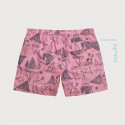 Short Rosa Masculino Moda Praia Estampa Florida com Lanço Ajustável