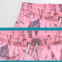 Short Rosa Masculino Moda Praia Estampa Florida com Lanço Ajustável