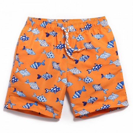 Men's Bermuda fish print orange swimwear