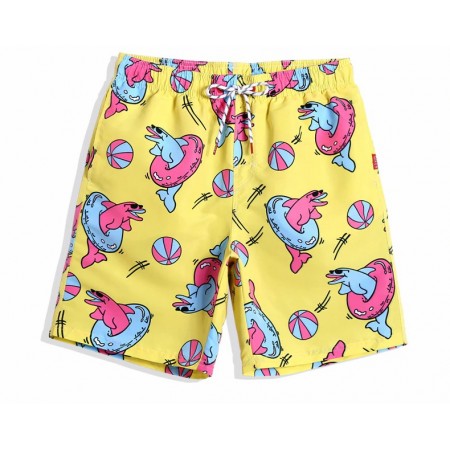 Short de Praia Masculino Férias de Verão Estampado Desenho