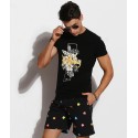 Short Preto de Banho Masculino Geek Pac-Man Surf Tumblr Moda Jovem