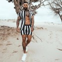 Short Listrado Masculino de Praia Summer Casual Estilo Jovem Moderno