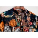 Men's short sleeve printed summer fashion black Floral shirt