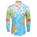Camisa Estampa Mapa Mundi Manga Longa Estilo Geek Nerd Verde Geografia