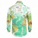 Camisa Estampa Mapa Mundi Manga Longa Estilo Geek Nerd Verde Geografia