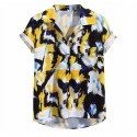 Men's button Shirt short sleeve fashion Beach ink stains