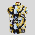 Men's button Shirt short sleeve fashion Beach ink stains