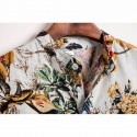 Camisa Manga Curta de Botão Floral Tropical Férias de Verão Casual