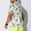 Camisa Abacaxi Floral Moda Havaiana Masculina Plus Size Tamanho Grande