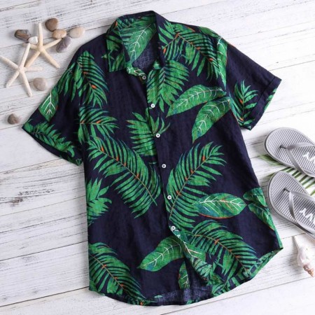 Camisa Plus Size Havaiana Masculina Manga Curta Botão Tamanho Grande