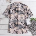 Camisa Masculina Floral Moda Plus Size Verão Manga Curta de Botão