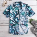 Camisa Masculina Floral Moda Plus Size Verão Manga Curta de Botão