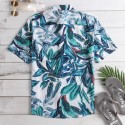 Camisa Masculina Floral Moda Plus Size Verão Manga Curta de Botão