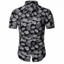 Camisa Masculina Estampada Colorida Flores Tropicais Manga Curta