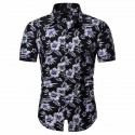 Camisa Masculina Estampada Colorida Flores Tropicais Manga Curta