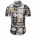 Men's Casual style Asbatrados square printed Afro shirt