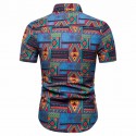 Men's button short sleeve Afro shirt