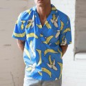 Camisa Masculina Estampa Bananas Estilo Geek Moda Praia Plus Size